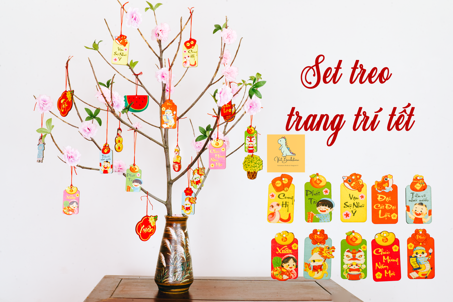 Combo 11 Lunar New Year wooden decoration sets| Com 11 set Đồ trang trí Tết bằng gỗ Wooden craft