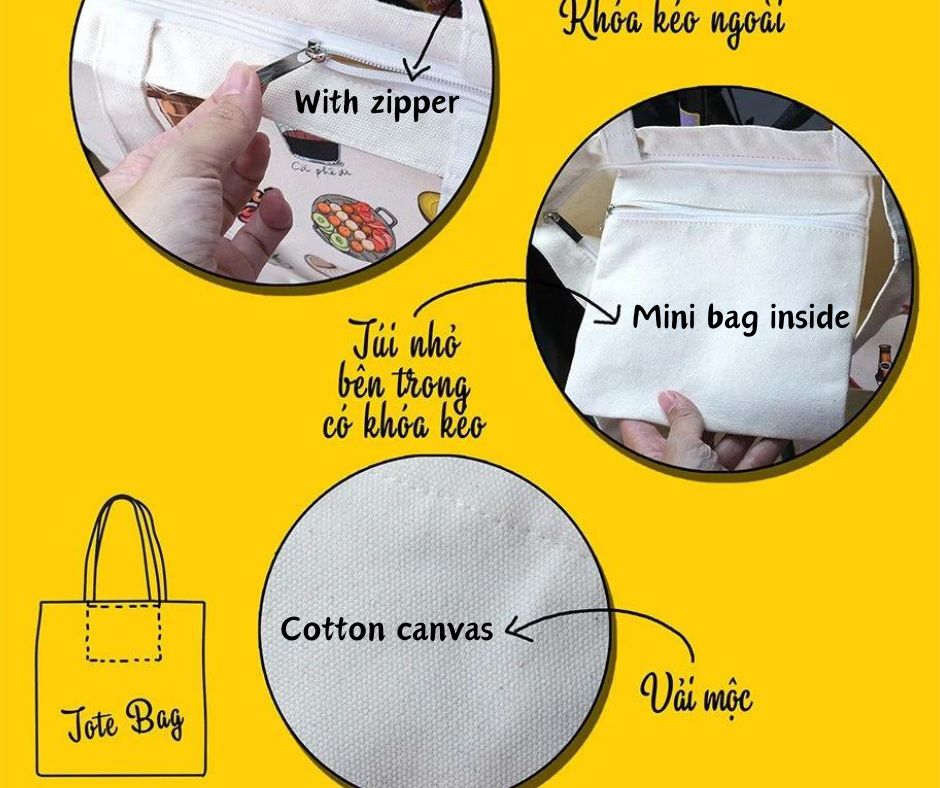 Vietnamese wishes Canvas Bag |High-quality Cotton