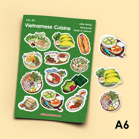 Vietnamese cuisine A6 Stickers Set| Laptop and phone sticker| Decoration stickers| Vietnamese element stickers