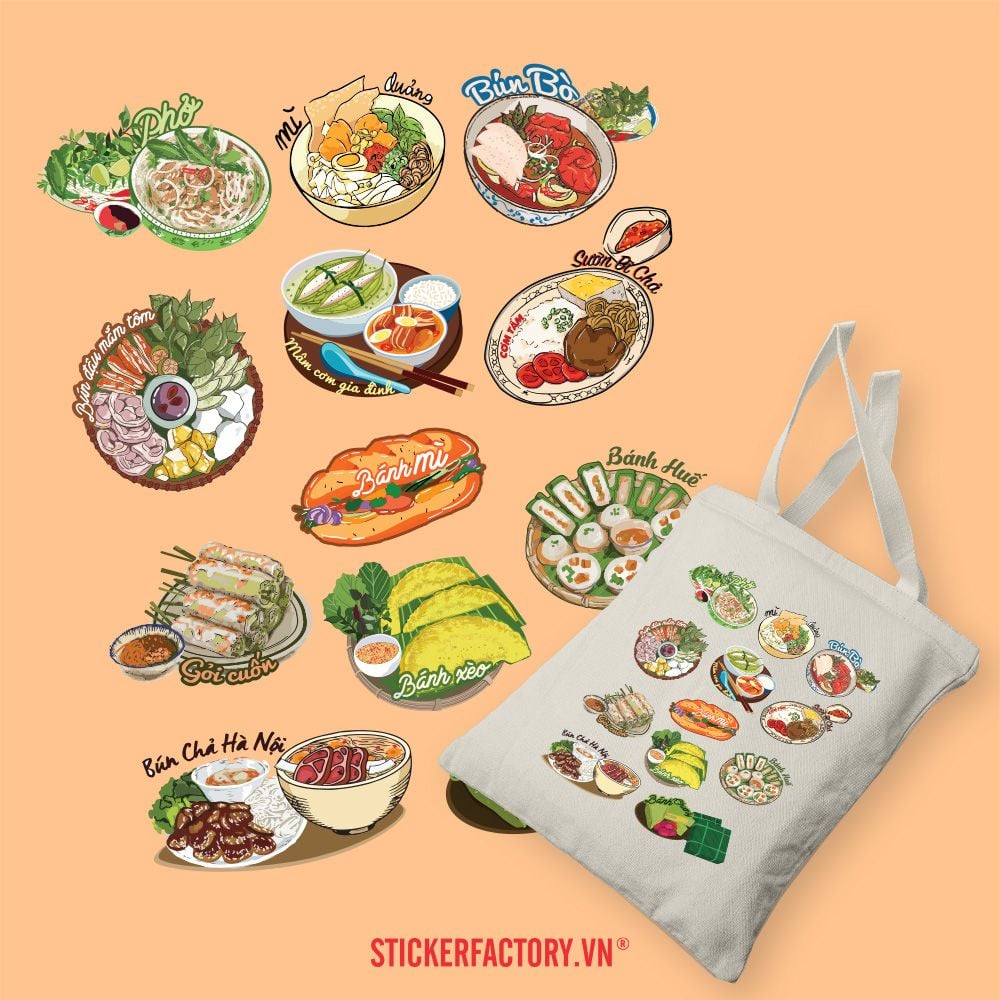 Vietnamese cuisine-themed High-quality Cotton Canvas Bag