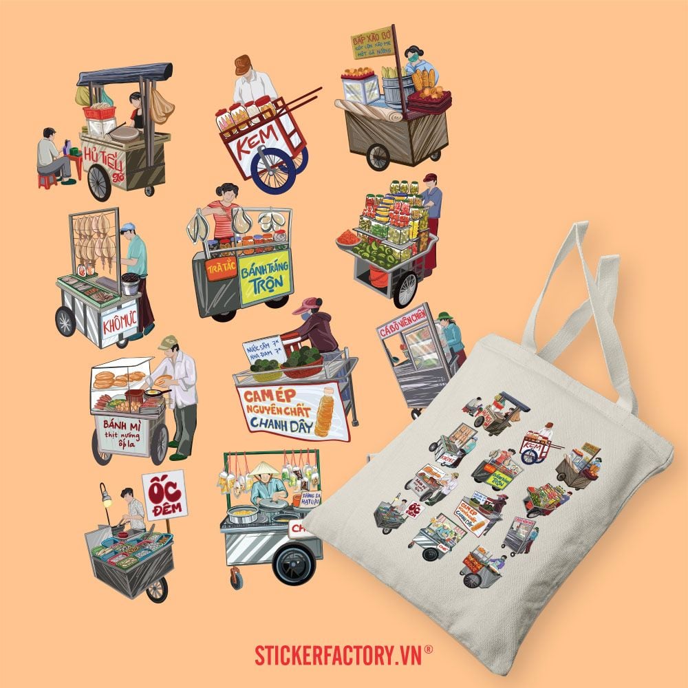 Street vendors-themed Canvas Bag|High-quality Cotton