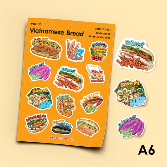 Vietnamese bread A6 Stickers Set| Laptop and phone sticker| Decoration stickers| Vietnamese element stickers