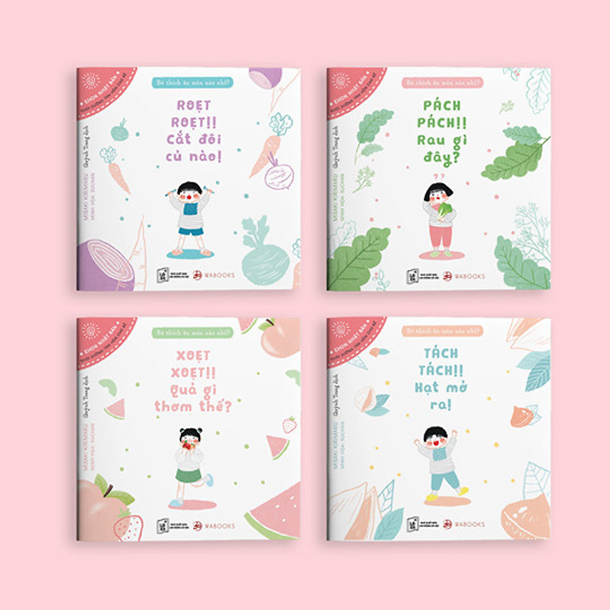 Combo Ehon 4 cuốn| Bé thích ăn món gì nhỉ (Bộ 4 Cuốn Ehon Phát Triển Khả Năng Ngôn Ngữ Của Trẻ Trong Giai Đoạn Đầu Đời / Ehon Rau Củ)