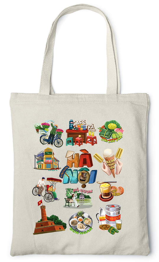 Hanoi-themed  Vietnamese High-quality Cotton Canvas Bag