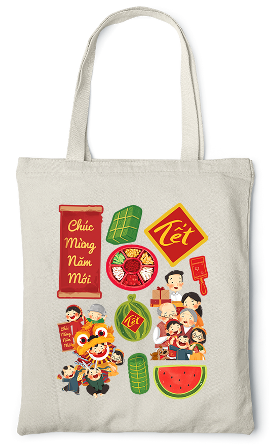 Happy New Year-themed Canvas Bag|High-quality Cotton