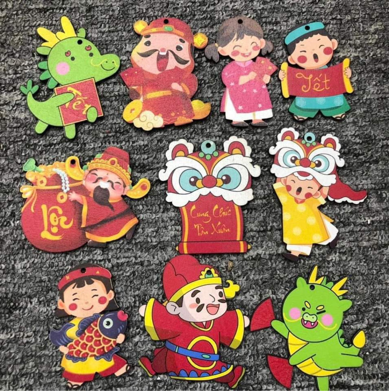 Set Trang Trí Tết 2024 bằng gỗ—New Year decoration set