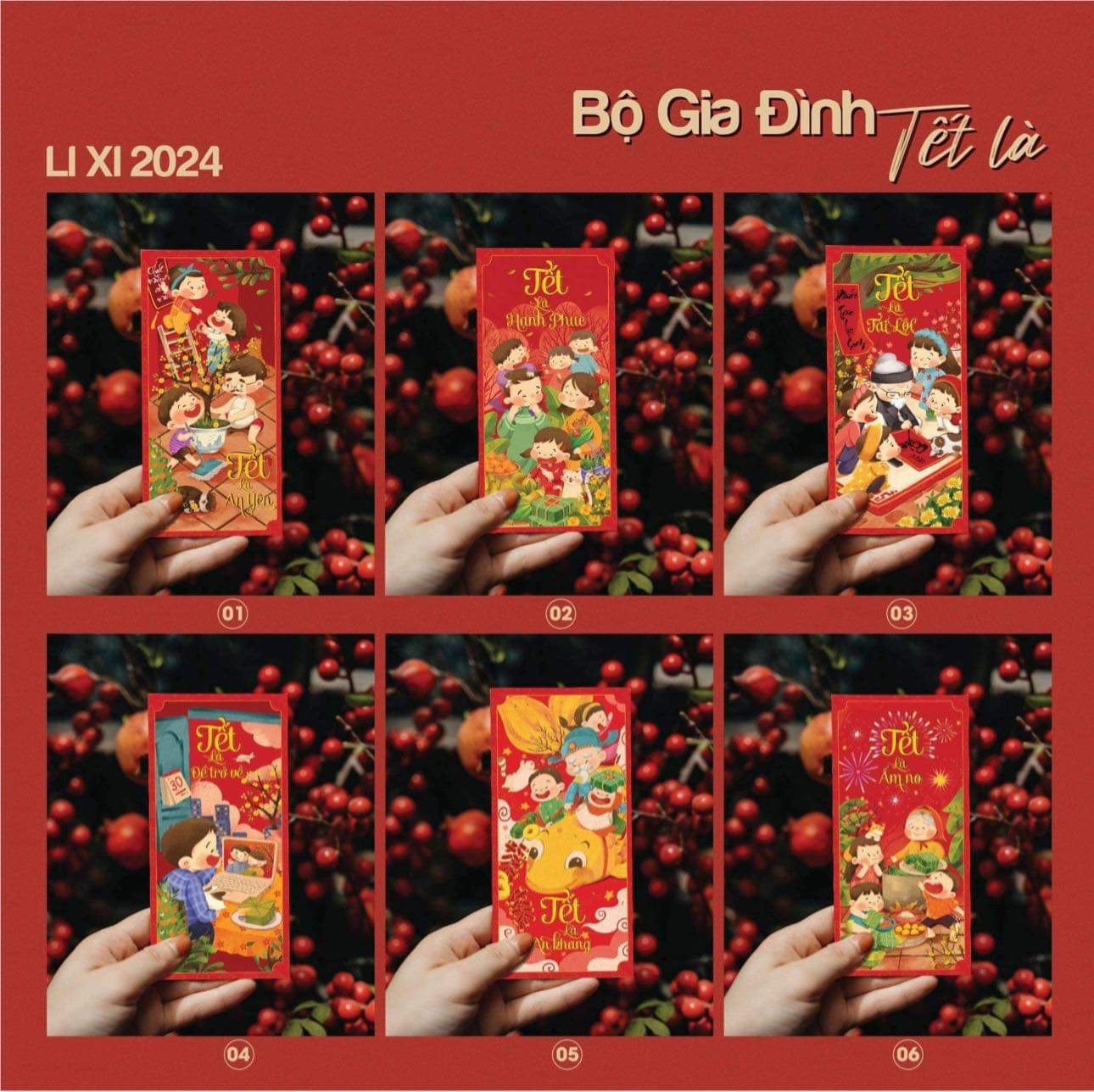 Set bao lì xì 6 túi—Tết bên gia đình