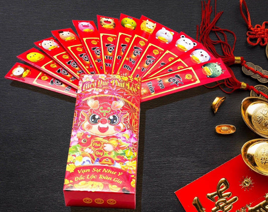 Set Lì xì Gieo quẻ Tài Lộc Năm mới hộp chữ nhật