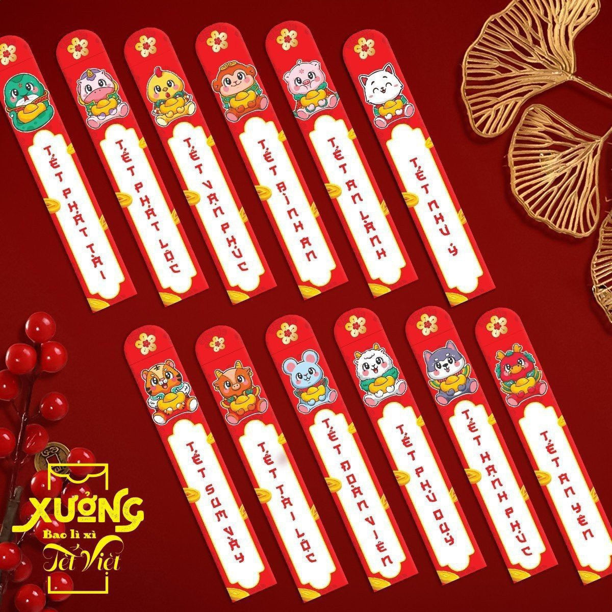 Set Lì xì Gieo quẻ Tài Lộc Năm mới hộp chữ nhật