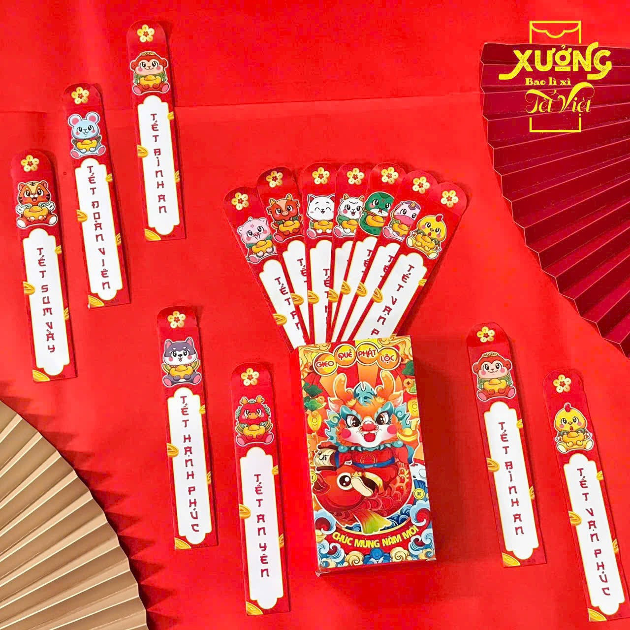 Set Lì xì Gieo quẻ Tài Lộc Năm mới hộp chữ nhật
