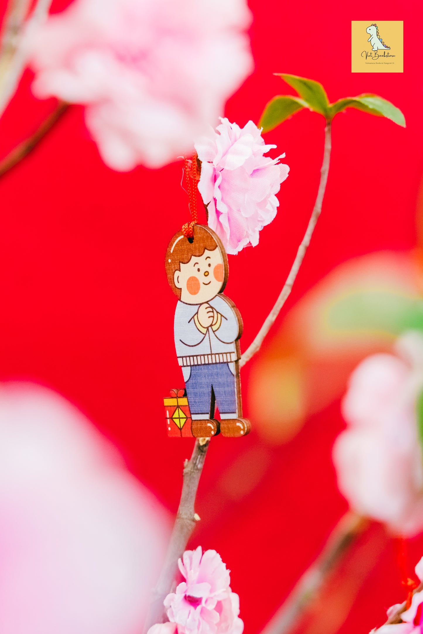 Đồ trang trí Tết bằng gỗ Em bé chung chúc tân xuân Lunar New Year wooden decoration sets| Happy new year children