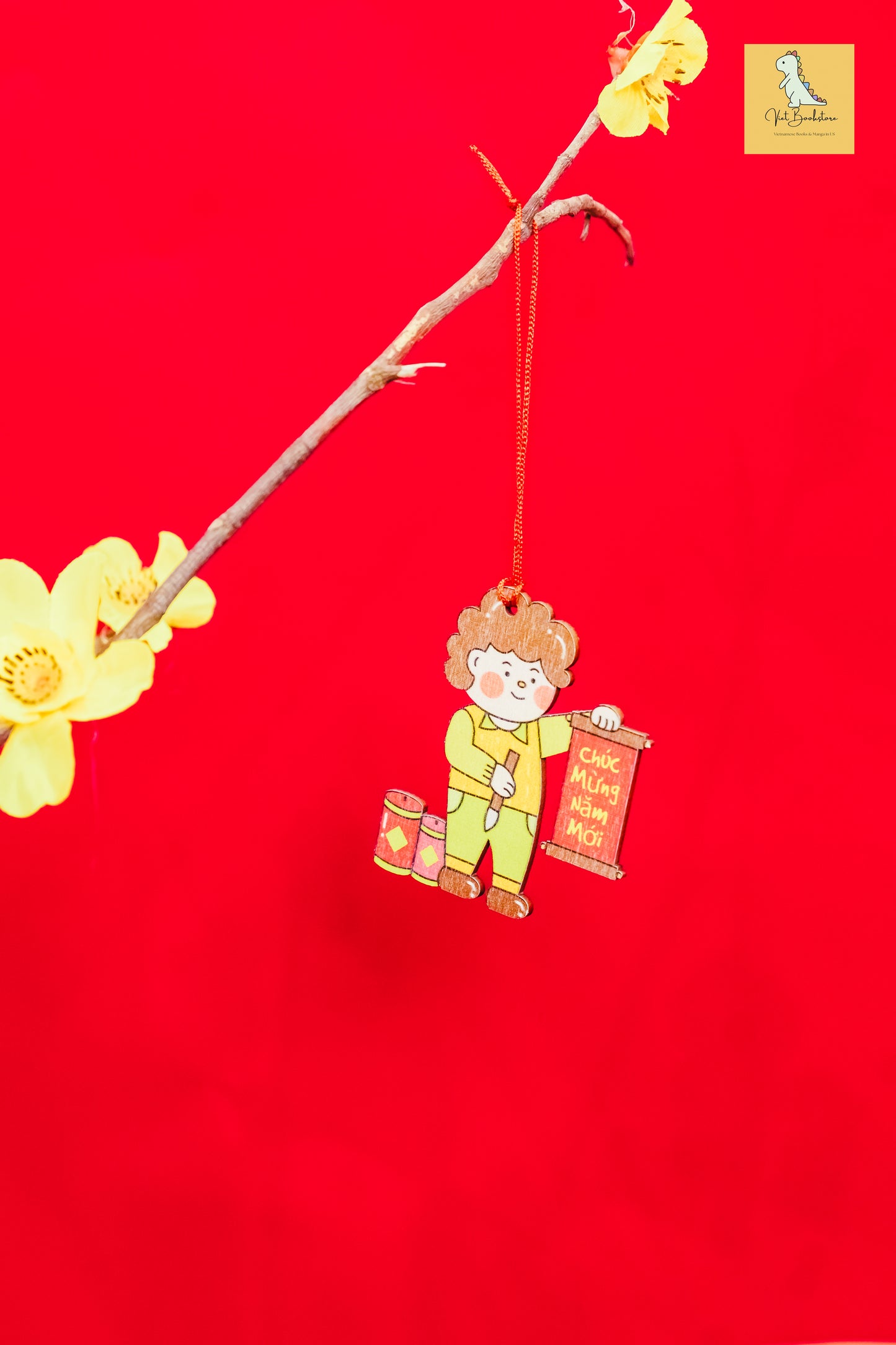 Đồ trang trí Tết bằng gỗ Em bé chung chúc tân xuân Lunar New Year wooden decoration sets| Happy new year children