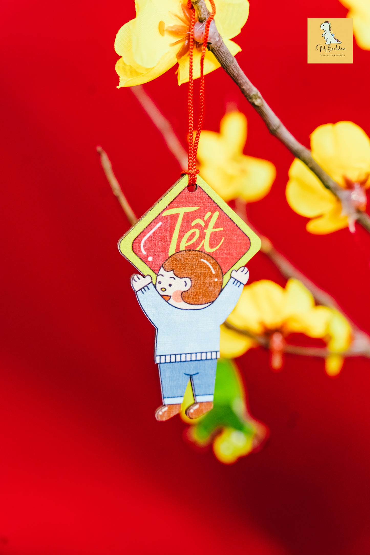 Đồ trang trí Tết bằng gỗ Em bé chung chúc tân xuân Lunar New Year wooden decoration sets| Happy new year children