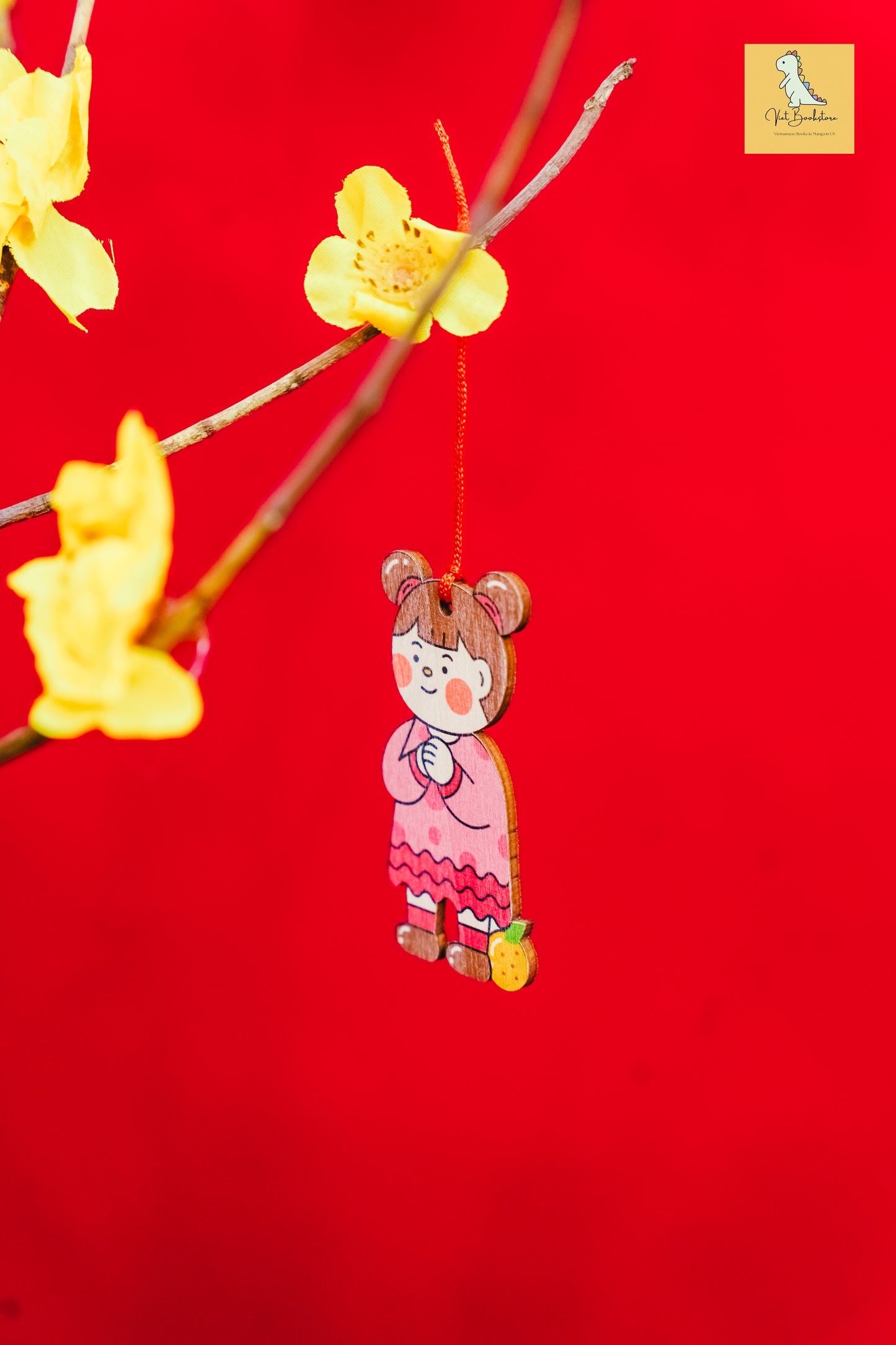 Đồ trang trí Tết bằng gỗ Em bé chung chúc tân xuân Lunar New Year wooden decoration sets| Happy new year children