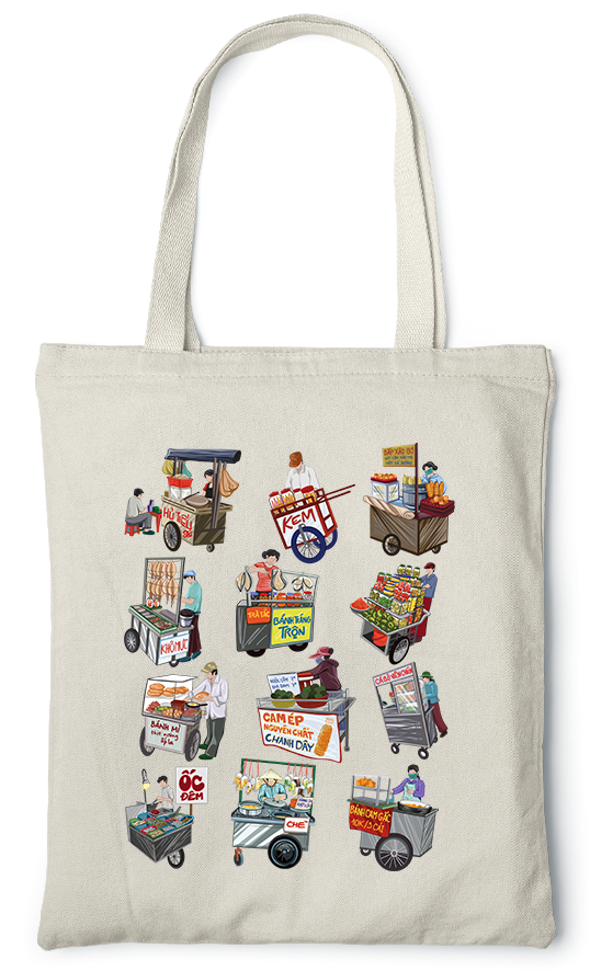 Street vendors-themed Canvas Bag|High-quality Cotton