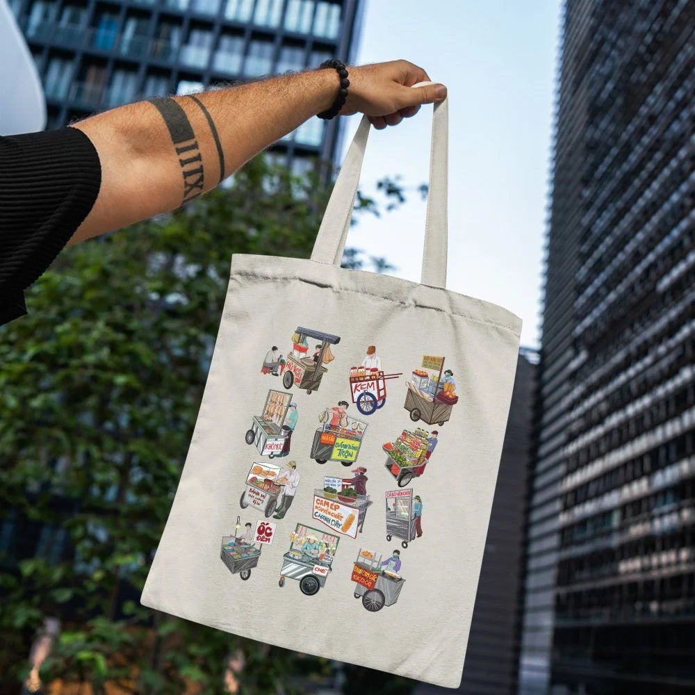 Street vendors-themed Canvas Bag|High-quality Cotton