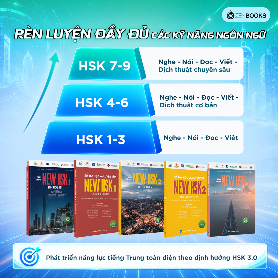 Combo Sách New HSK 3.0 - Giáo Trình Và Sổ Tay - Tự Học Tiếng Trung Đúng Từ Đầu Với Giáo Trình New HSK (Bộ 5 Cuốn)