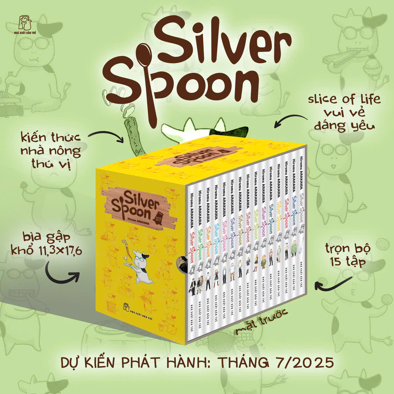 Boxset Manga - Silver Spoon: Tập 1 - 15 (Hộp 15 Cuốn) - Tặng Kèm Shikishi Có In Chữ Viết Độc Quyền Của Tác Giả Dành Cho Độc Giả Việt Nam