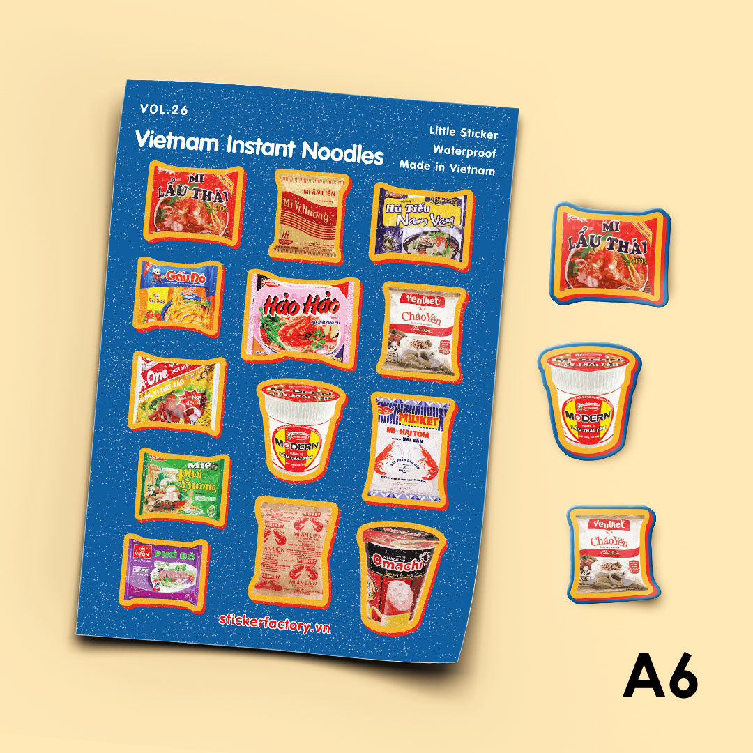 Vietnamese Instant Noodle Little A6 Stickers Set