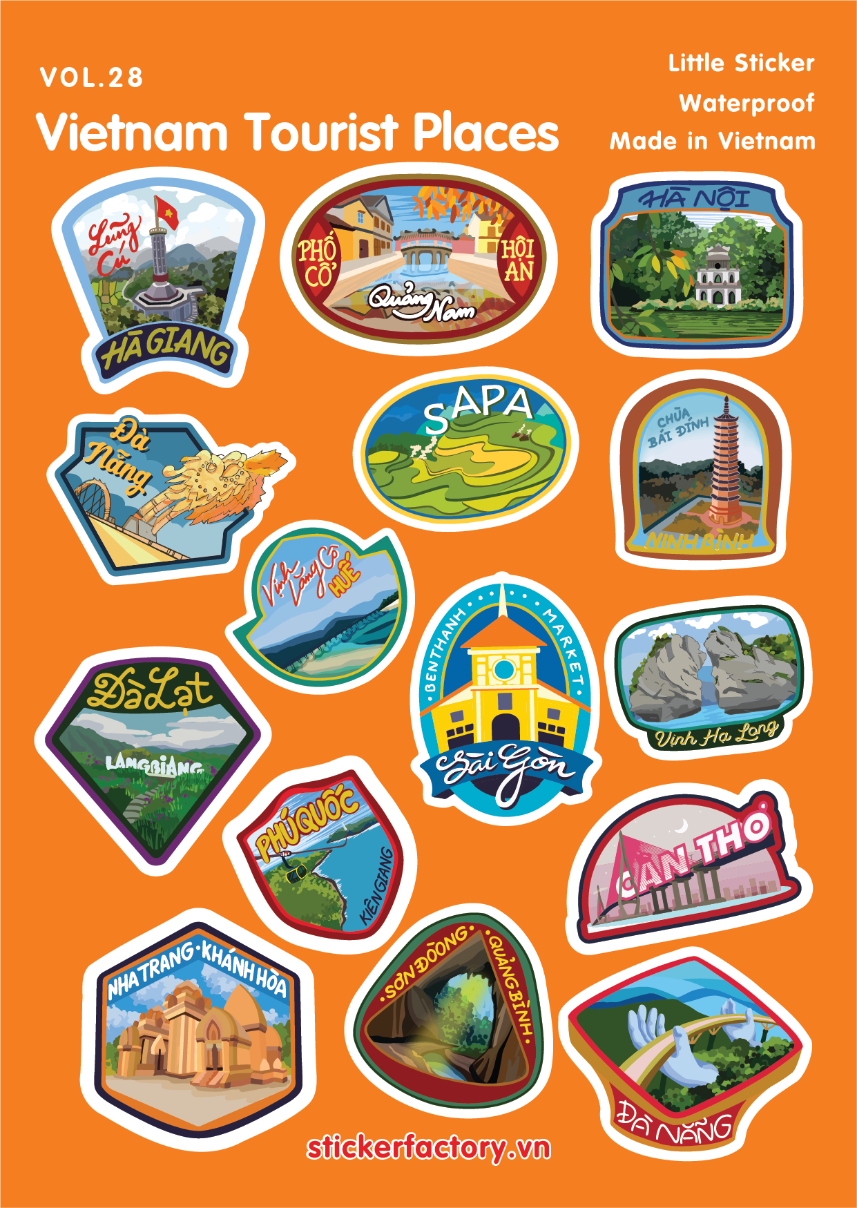 Vietnam Tourist Places Little A6 Stickers Set