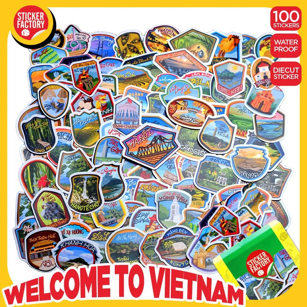 100 vinyl mate waterproof stickers—Welcome to Vietnam