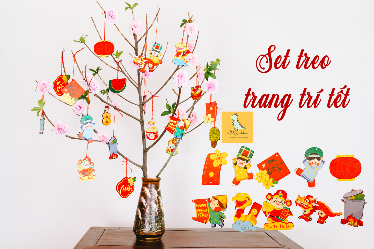 Đồ trang trí Tết bằng gỗ Tấn Tài Tấn Lộc Lunar New Year wooden decoration sets| Prosperous New Year