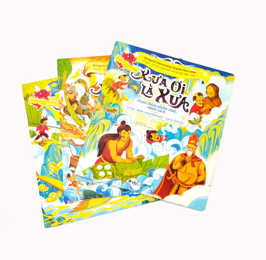 Xưa ơi là Xưa song ngữ— Combo 3 cuốn truyện cổ tích song ngữ (3 bilingual Vietnamese fairy tale) (Sự tích hồ ba bê, Thạch Sanh, Trí Khôn)