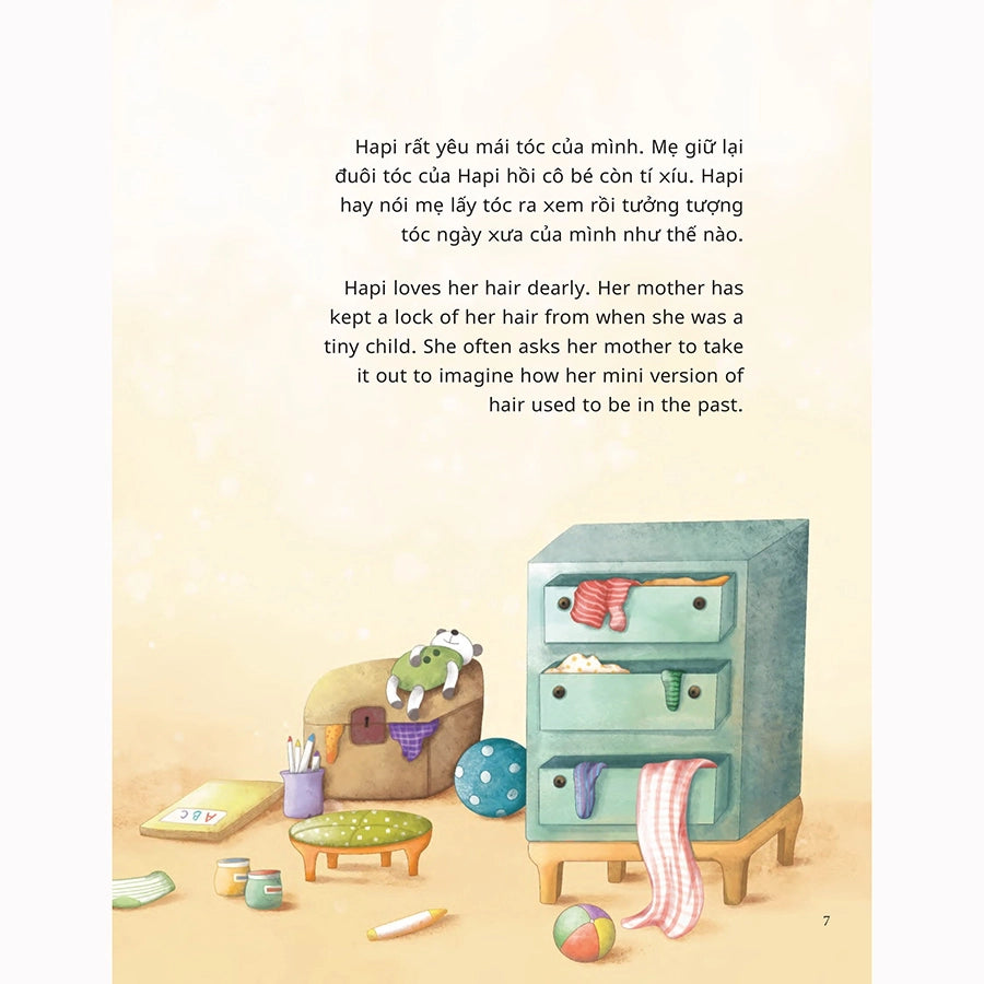 Combo 3 bilingual books for Emotional Intelligence and compassion: Vun đắp tâm hồn - Những sợi tóc thần kì bộ 3c: Đi tìm cô tiên tóc, Mái tóc của Hapi, Ngôi nhà thú bông
