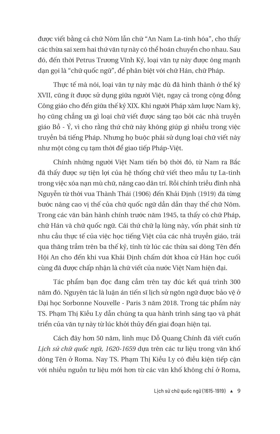 Lịch Sử Chữ Quốc Ngữ 1615-1919) Phạm Thị Kiều Ly (preorder)