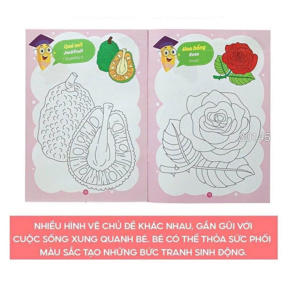 Combo Tập Tô Màu Song Ngữ Cho Bé Từ 3- 4 Tuổi| Bilingual Vietnamese–English Coloring Book Set (8 Books) for Ages 3–4 |