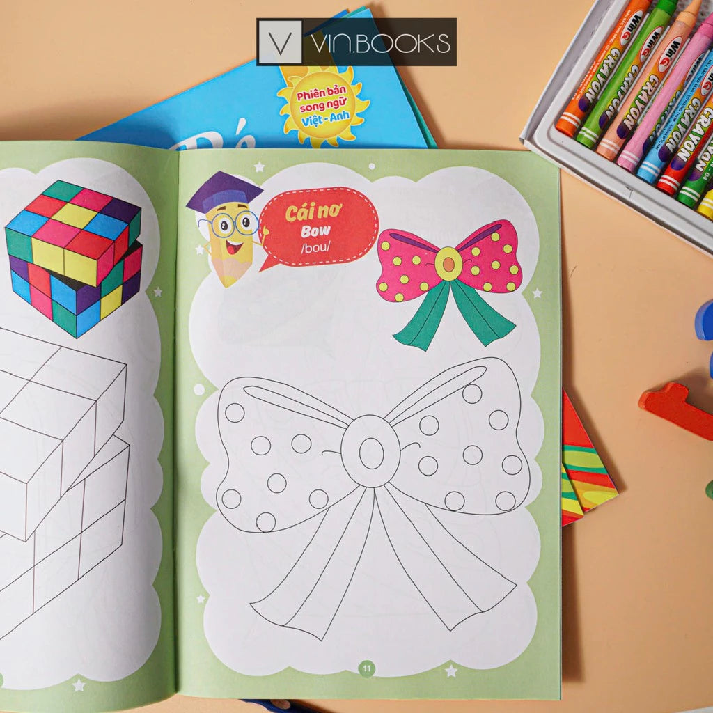 Combo Tập Tô Màu Song Ngữ Cho Bé Từ 3- 4 Tuổi| Bilingual Vietnamese–English Coloring Book Set (8 Books) for Ages 3–4 |