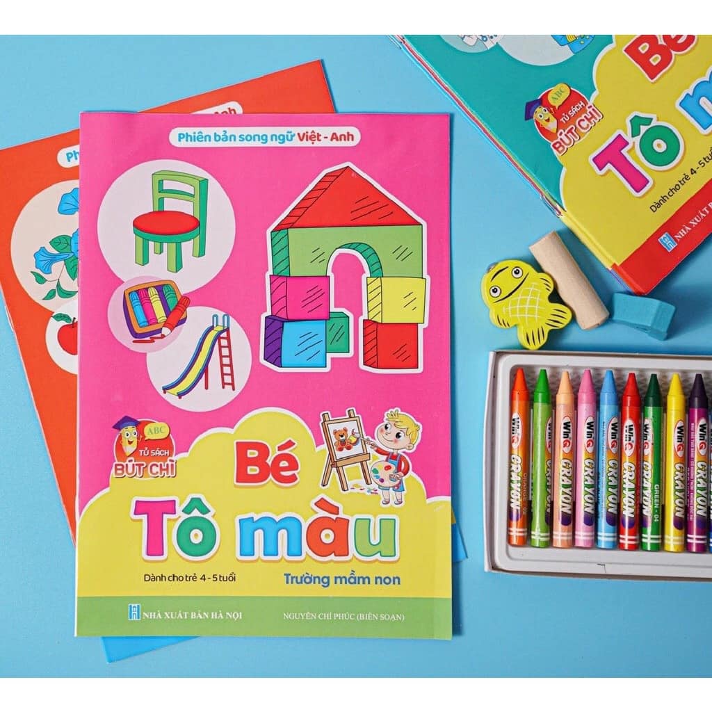Combo Tập Tô Màu Song Ngữ Cho Bé Từ 4-5 Tuổi| Bilingual Vietnamese–English Coloring Book Set (8 Books) for Ages 4-5