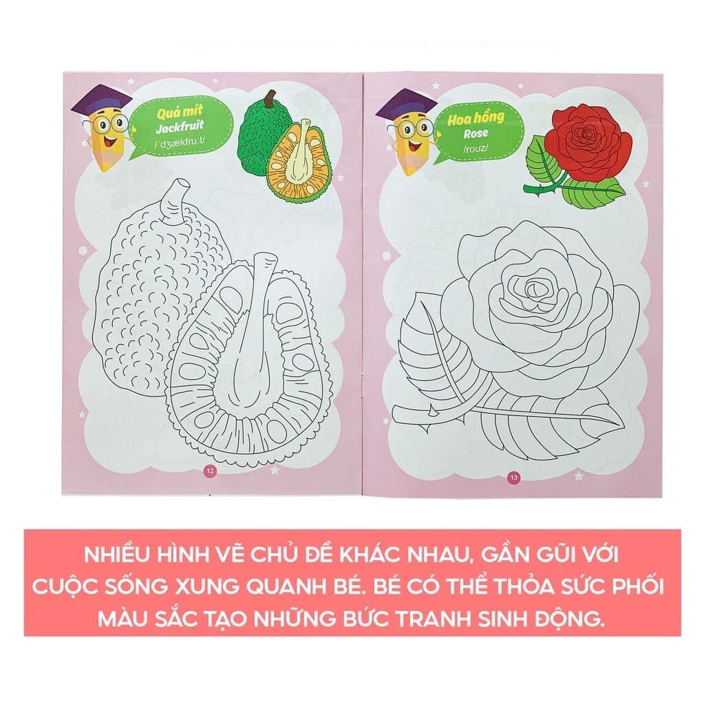 Combo Tập Tô Màu Song Ngữ Cho Bé Từ 4-5 Tuổi| Bilingual Vietnamese–English Coloring Book Set (8 Books) for Ages 4-5