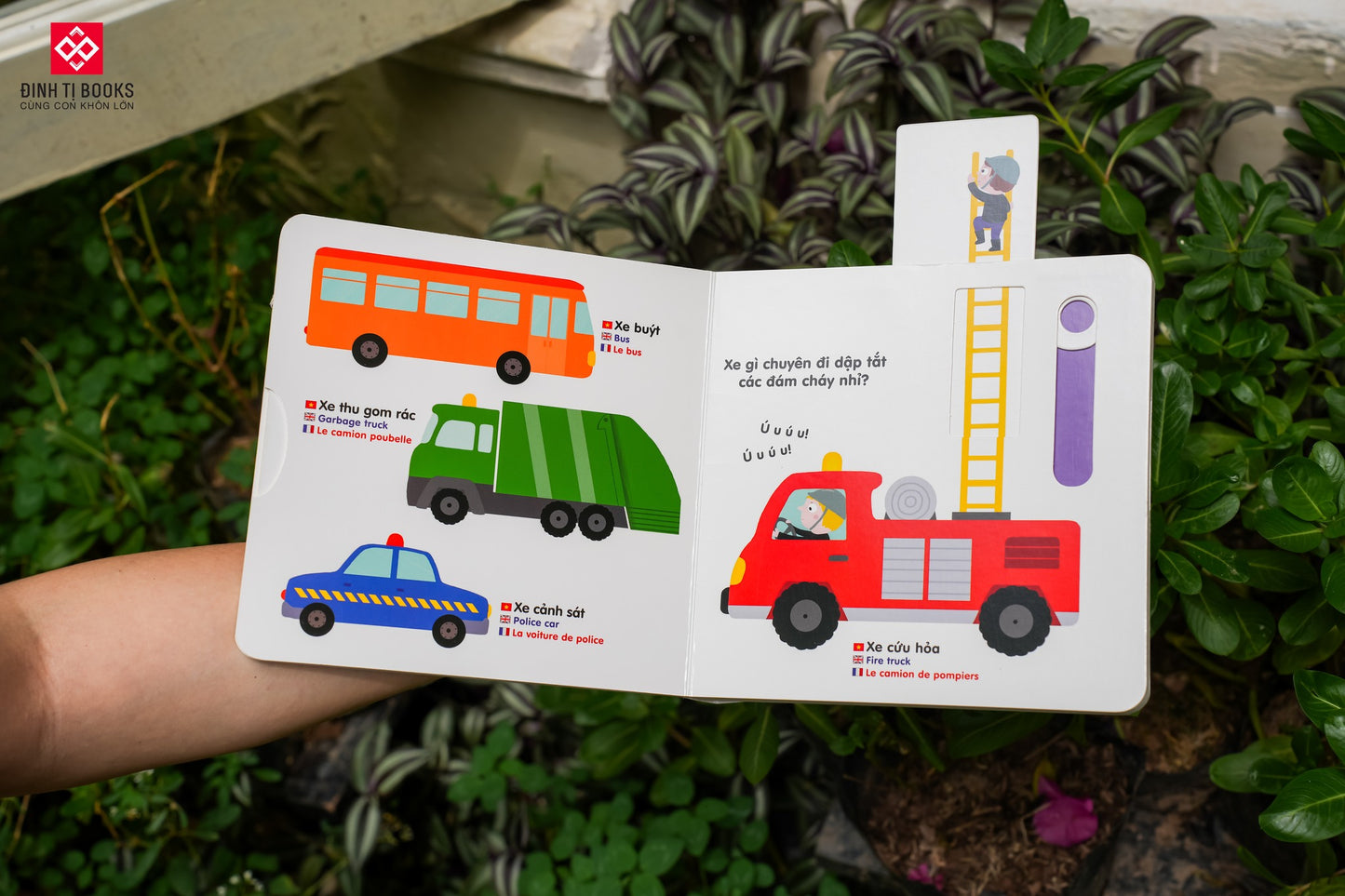 Sách tương tác chuyển động đa ngôn ngữ |Interactive Lift-the-Flap Moving Books (Vietnamese-English-French) | Kididoc Series 0-6