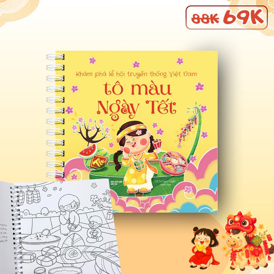 Lunar New Year Coloring Book (Sách Tô Màu ngày tết) Combo 3 cuốn