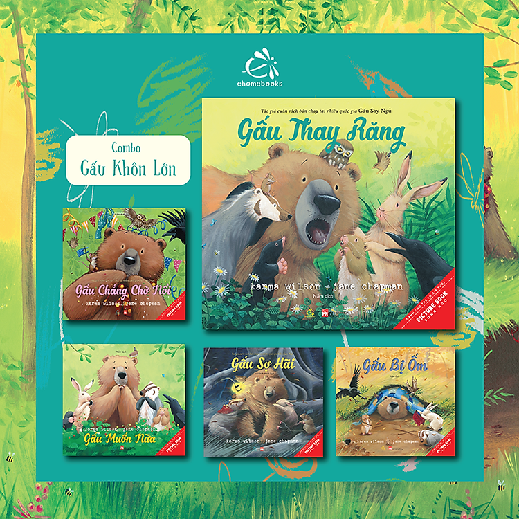 Bộ 5 Sách Tranh Song Ngữ Gấu Hòa Đồng Gấu Khôn lớn (Karma Wilson) Bear Books Bilingual Picture Book Collection – Set of 5