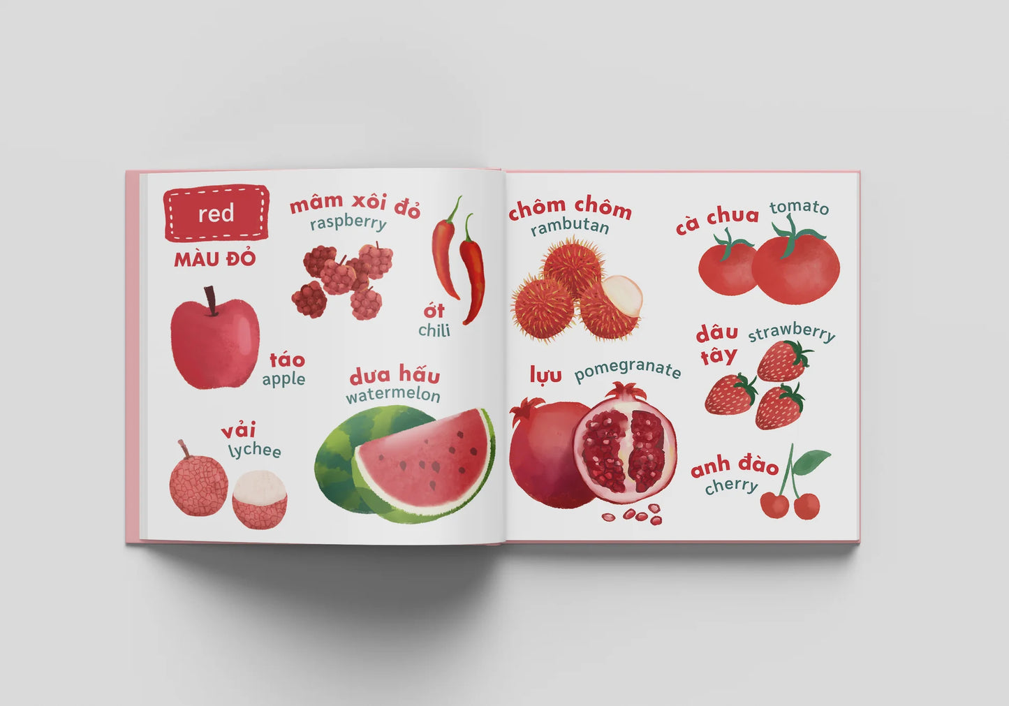 Eat the Rainbow| Bilingual boardbook about Vietnamese food for kids 3 and under