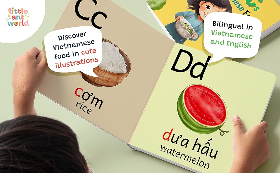 The ABC of Vietnamese food| Bilingual boardbook about Vietnamese food for kids 3 and under