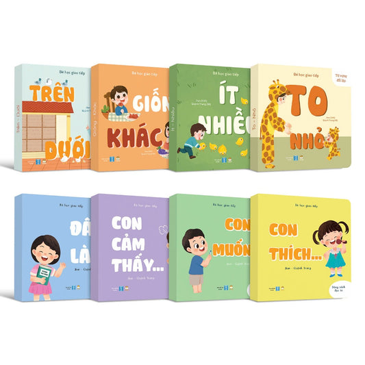 Combo Bé Học Giao Tiếp Bilingual Book Set | 8 Vietnamese-English Books for Toddlers | Sách Phát Triển Ngôn Ngữ 0-3 Tuổi|