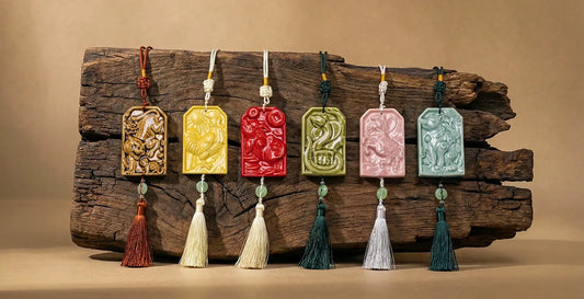 Hộ Giáp Thạch Bội – Lucky Zodiac Handmade Ceramic Pendants | Year of Fortune Gift | Vietnamese Artisan Good Luck Charm