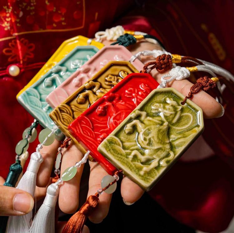 Hộ Giáp Thạch Bội – Lucky Zodiac Handmade Ceramic Pendants | Year of Fortune Gift | Vietnamese Artisan Good Luck Charm