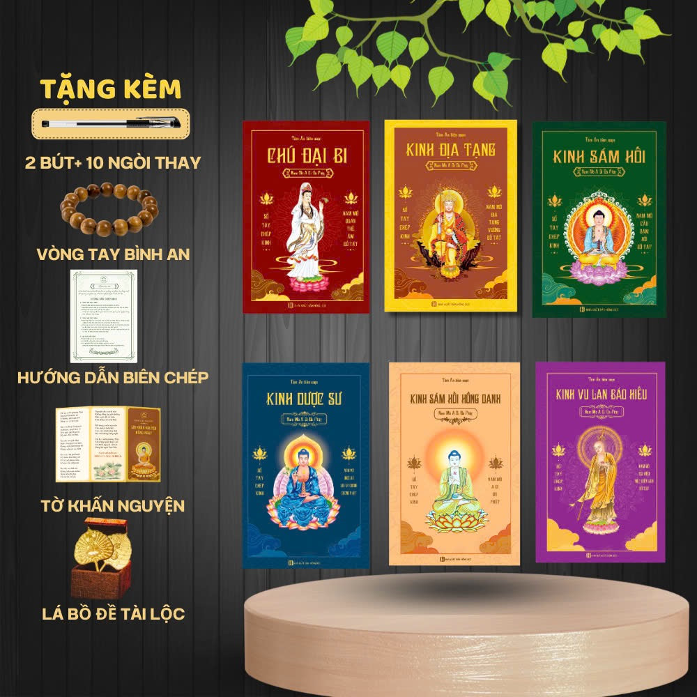 Vở chép kinh—Chú đại bi, Kinh địa tạng, Kinh xám hối, Kinh dược sư, Kinh Xám Hối Hồng Danh, Kinh Vu Lan Báo Hiếu