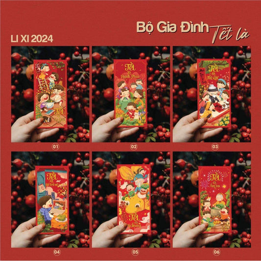 Set bao lì xì 6 túi—Tết bên gia đình