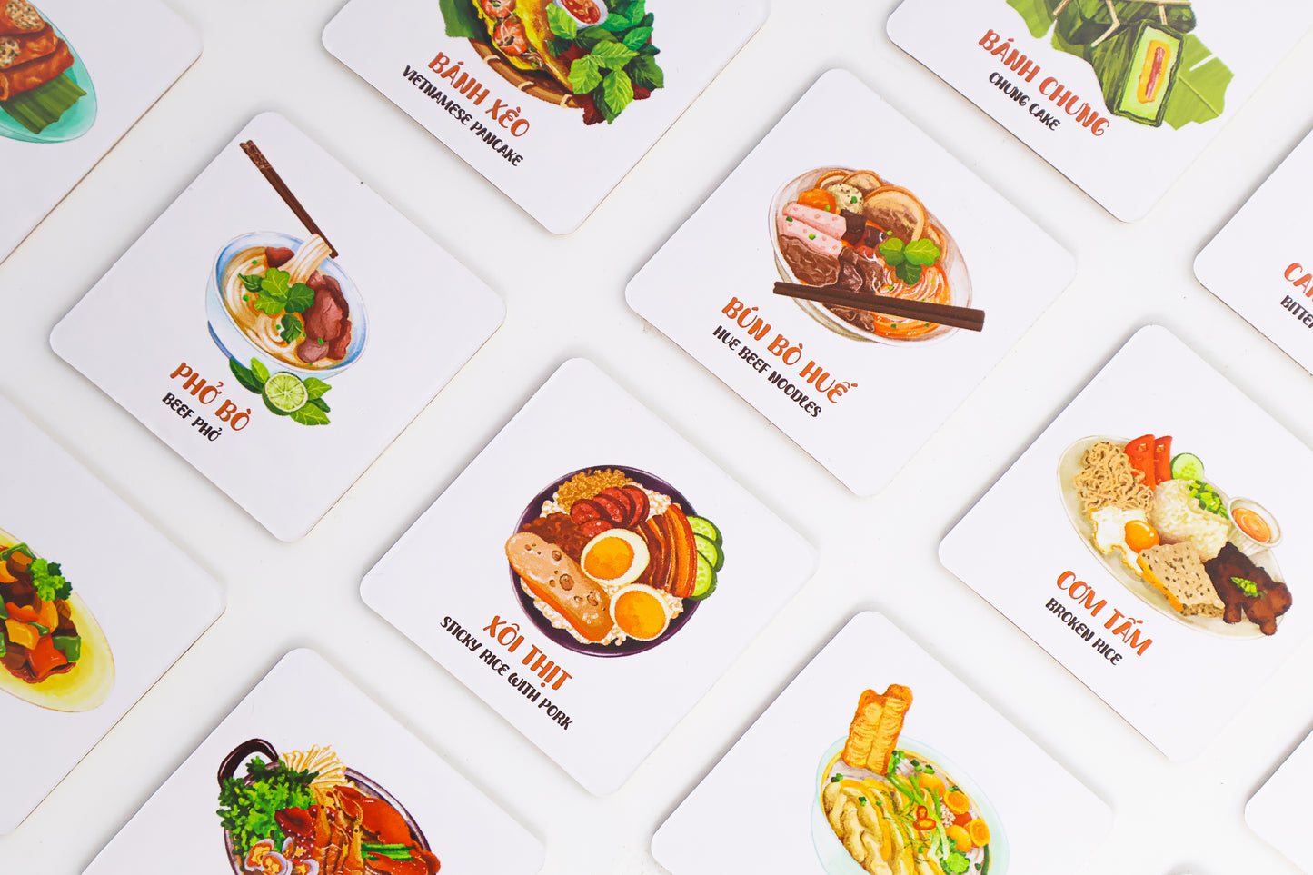 Bilingual Vietnamese Cuisine Memory Match Game| Learning Vietnamese Culture through Food and Game