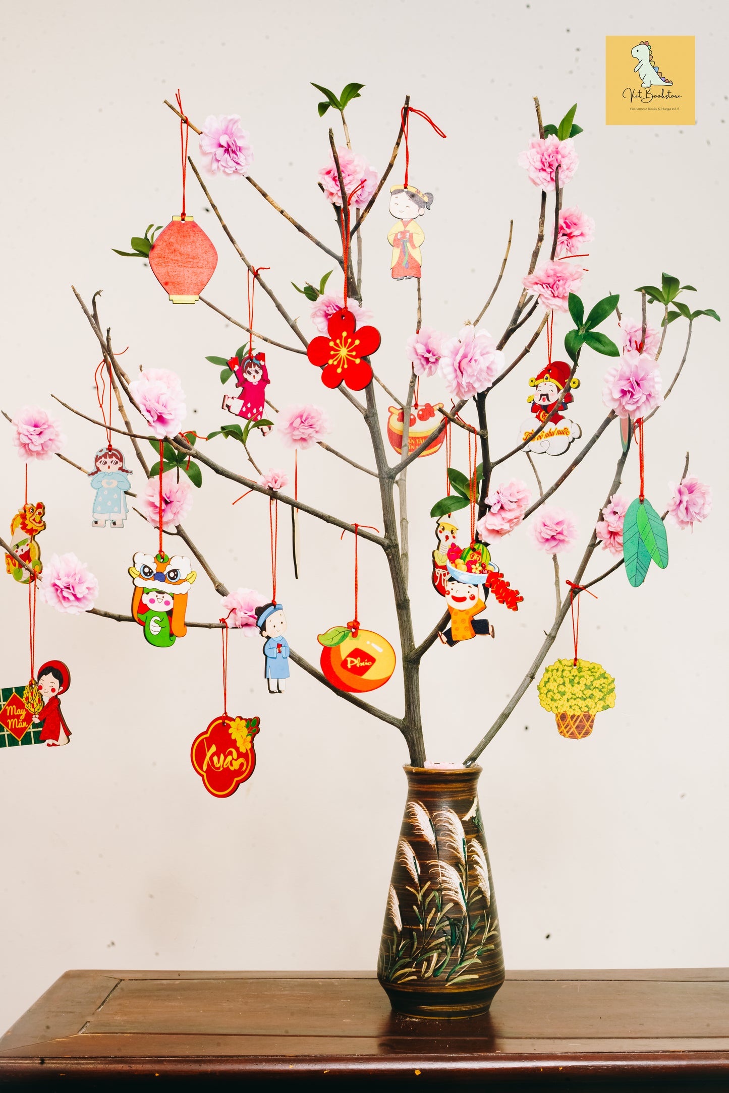 Lunar New Year wooden decorations| Set trang trí Tết May mắn Tiền Vô như nước (Lucky New Year Decoration)