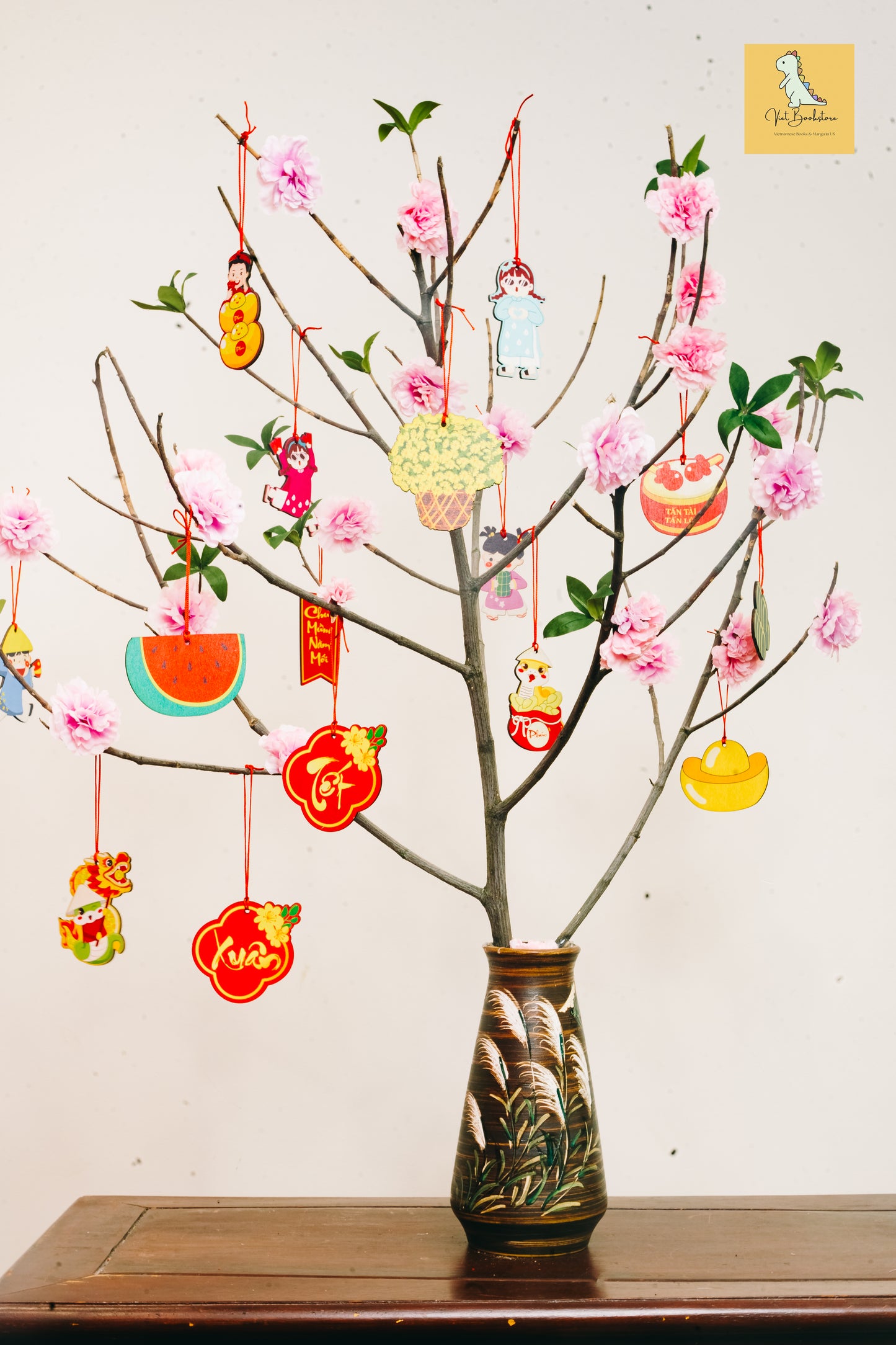 Đồ trang trí Tết bằng gỗ Áo dài for Tết| Lunar New Year wooden decoration sets| Prosperous New Year