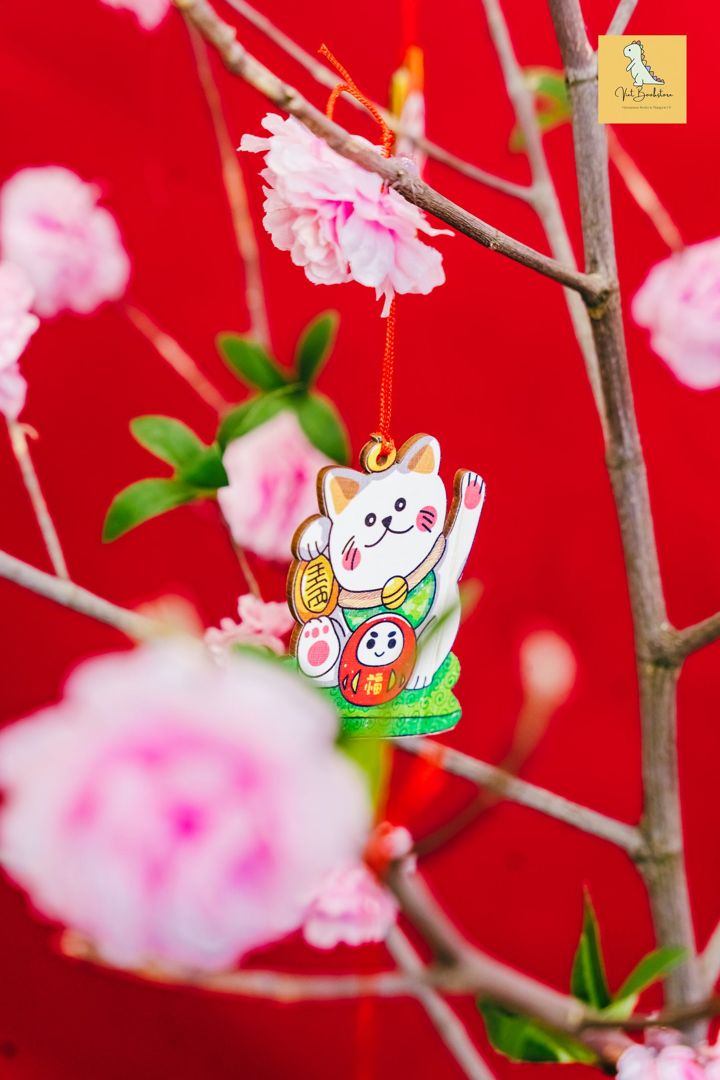 Đồ trang trí Tết bằng gỗ Mèo may mắn Lunar New Year wooden decoration sets|  LuckY Cat ornaments