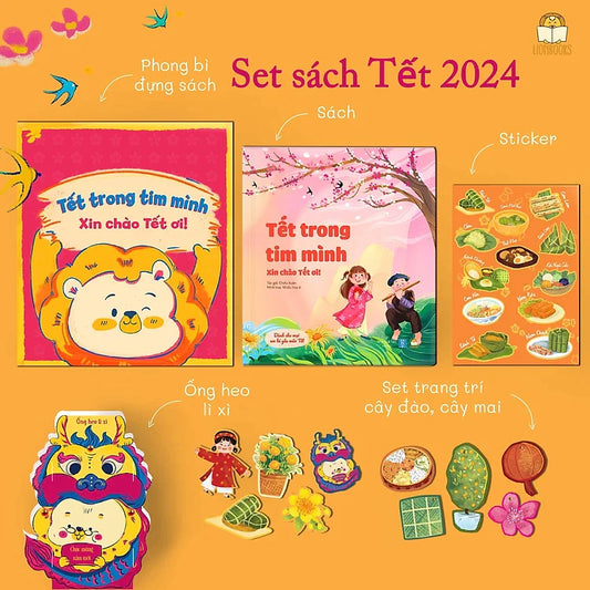 Set sách Tết Trong Tim Mình - Xin Chào Tết Ơi 2024 (1 cuốn Bìa mềm kèm Phong bì và Set quà tặng)