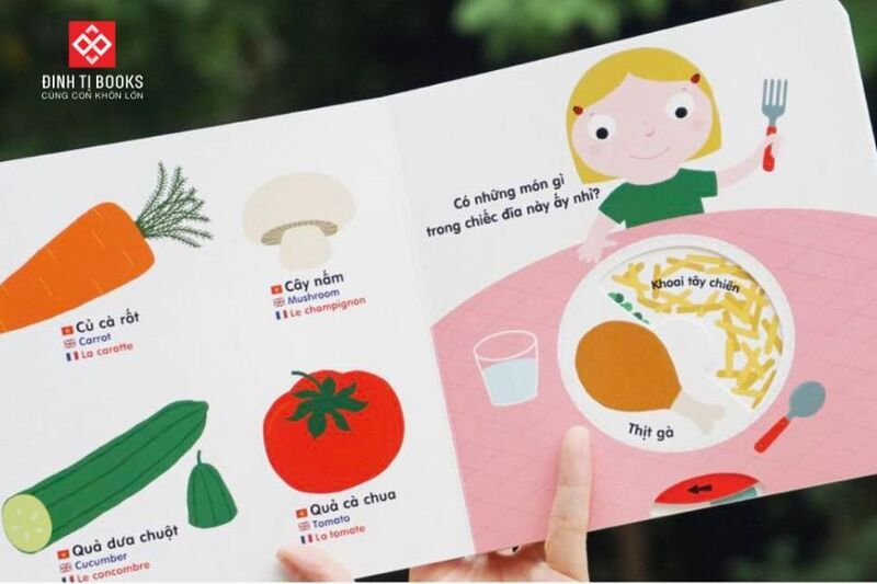 Sách tương tác chuyển động đa ngôn ngữ |Interactive Lift-the-Flap Moving Books (Vietnamese-English-French) | Kididoc Series 0-6