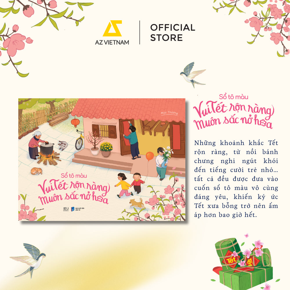 Lunar New Year Coloring Book (Sách Tô Màu ngày tết) Combo 3 cuốn